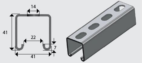 E1000S 41x41mm Slotted Channel/Strut HDG .